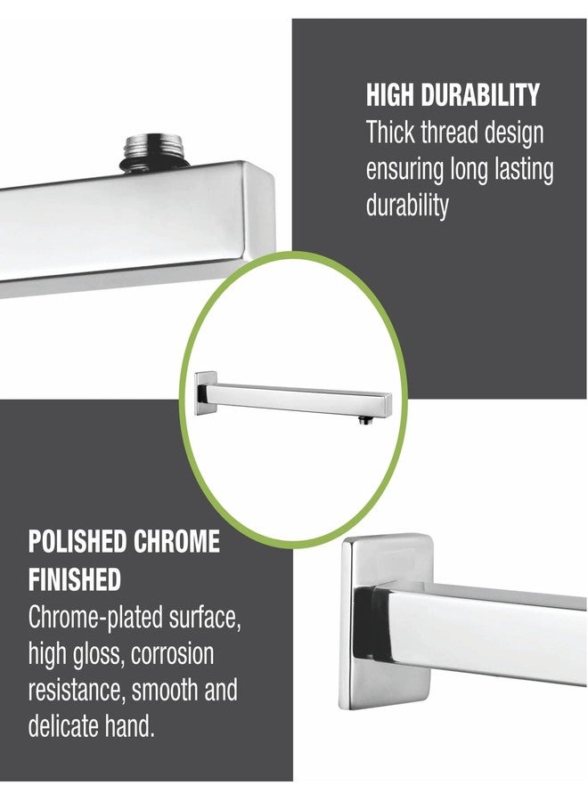 دريزل ذراع دش علوي مربع من الفولاذ المقاوم للصدأ من DRIZZLE / قضيب دش مطري (18 بوصة، فضي، بلمسة نهائية من الكروم) - Image 3